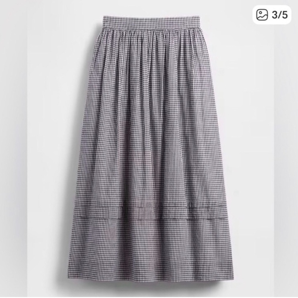 GAP x Doen Navy and White Gingham Maxi Skirt